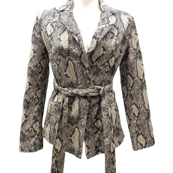 RACHEL ROY Snakeskin Print Tie Waist Blazer Jacket Women's Medium - Picture 2 of 5